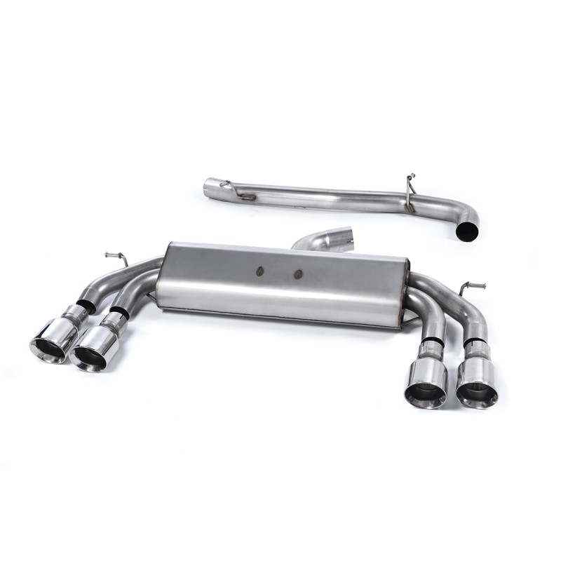 Audi S3 8V/8V.2 - Non-Valved & Non-Resonated (Louder) Cat-Back Race Exhaust System with Quad Round Polished Tips - Polished - GT