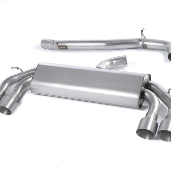Audi S3 8V/8V.2 - Non-Valved & Non-Resonated (Louder) Cat-Back Race Exhaust System with Quad Round Titanium Trims - Brushed Titanium - GT
