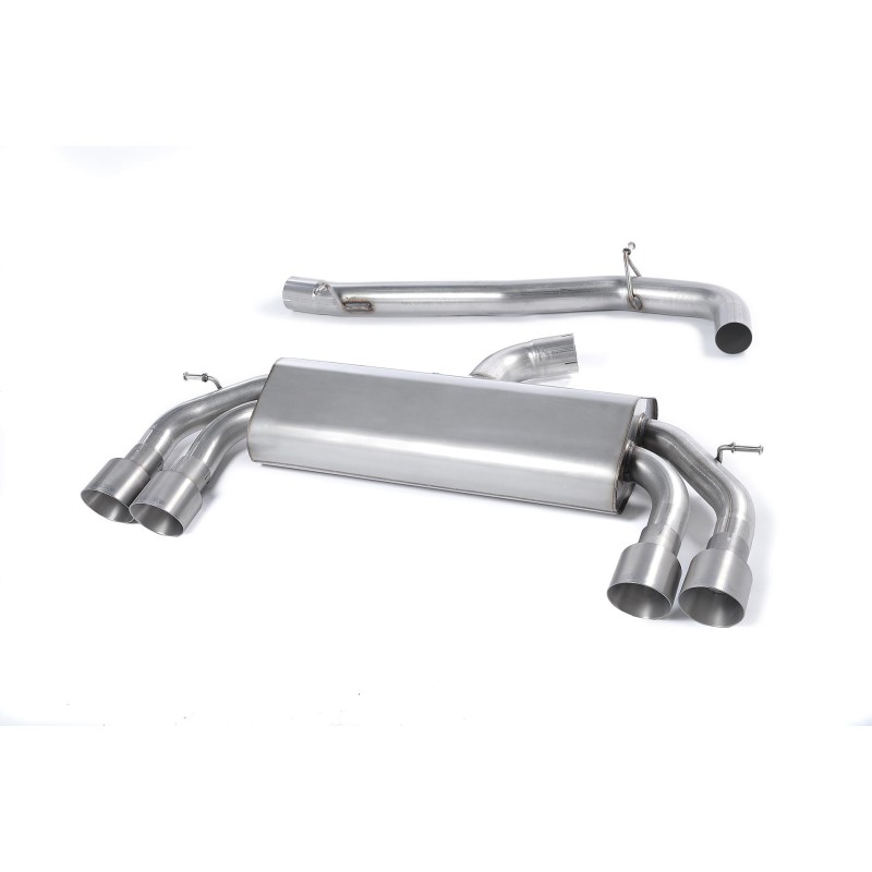 Audi S3 8V/8V.2 - Non-Valved & Non-Resonated (Louder) Cat-Back Race Exhaust System with Quad Round Titanium Trims - Brushed Titanium - GT