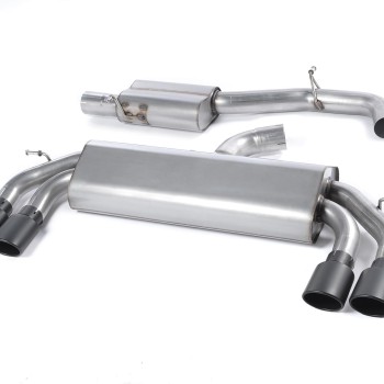 Audi S3 8V/8V.2 - Non-Valved & Resonated (Quieter) Cat-Back Race Exhaust System with Quad Oval Cerakote Black Trims - Cerakote Black - Oval (Jet)
