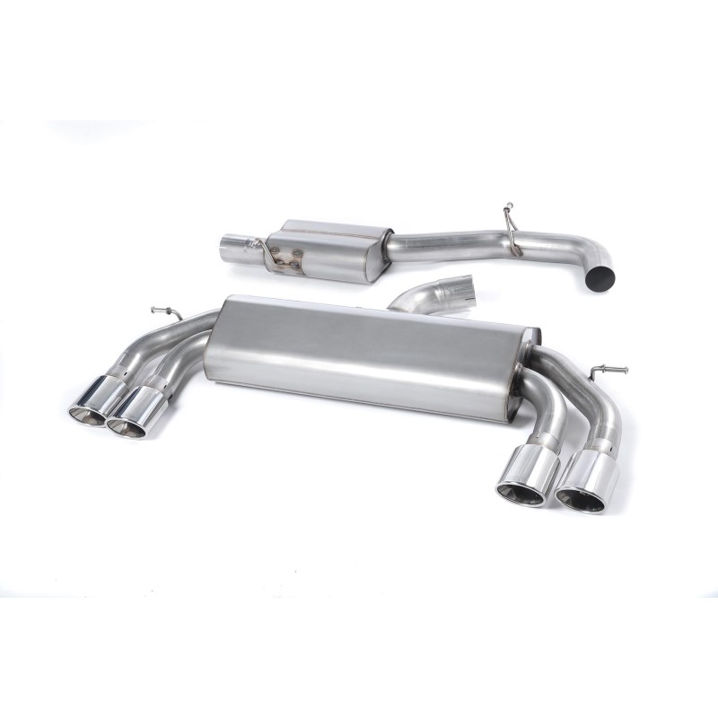 Audi S3 8V/8V.2 - Non-Valved & Resonated (Quieter) Cat-Back Race Exhaust System with Quad Oval Polished Trims - Polished - Oval (Jet)