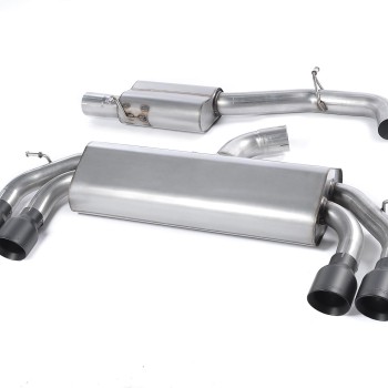 Audi S3 8V/8V.2 - Non-Valved & Resonated (Quieter) Cat-Back Race Exhaust System with Quad Round Cerakote Black Trims - Cerakote Black - GT