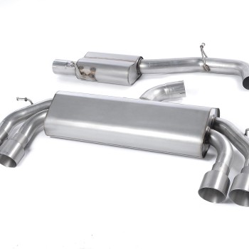 Audi S3 8V/8V.2 - Non-Valved & Resonated (Quieter) Cat-Back Race Exhaust System with Quad Round Titanium Trims - Brushed Titanium - GT