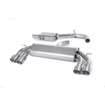 Audi S3 8V/8V.2 - Non-Valved & Resonated (Quieter) Cat-Back Race Exhaust System with Quad Round Titanium Trims - Brushed Titanium - GT