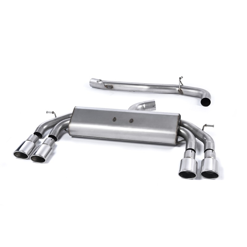 Audi S3 8V/8V.2 Sportback Non GPF - Non-Valved & Non-Resonated (Louder) Cat-Back Race Exhaust System with Quad Oval Polished Tips - Polished - Oval (Jet)