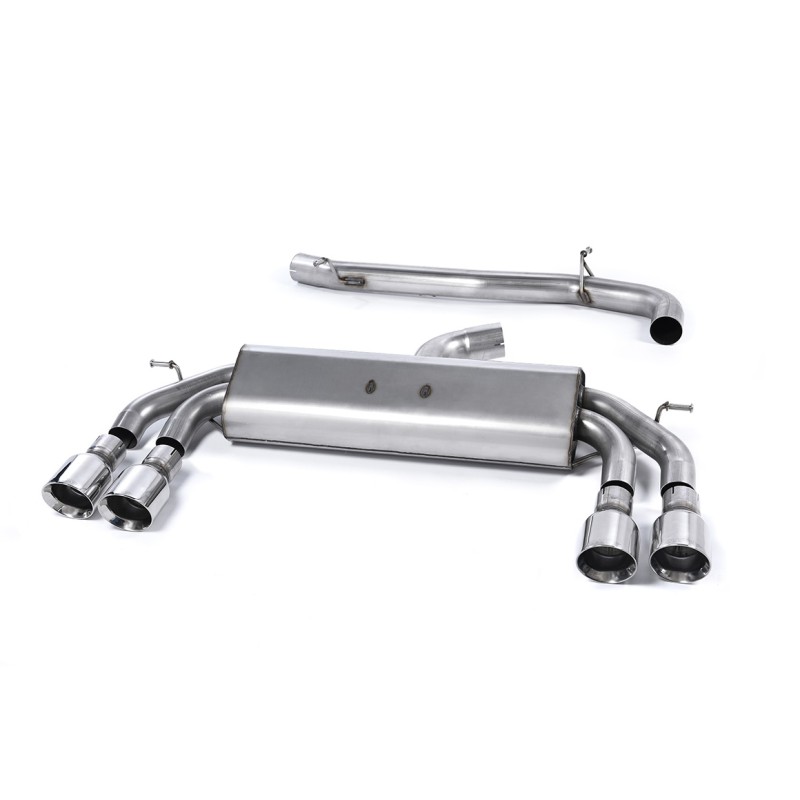 Audi S3 8V/8V.2 Sportback Non GPF - Non-Valved & Non-Resonated (Louder) Cat-Back Race Exhaust System with Quad Round Polished Trims - Polished - GT