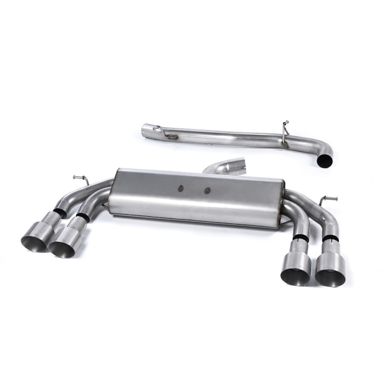 Audi S3 8V/8V.2 Sportback Non GPF - Non-Valved & Non-Resonated (Louder) Cat-Back Race Exhaust System with Quad Round Titanium Trims - Brushed Titanium - GT