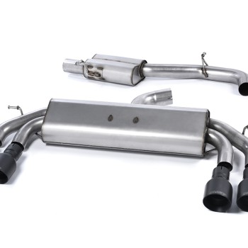 Audi S3 8V/8V.2 Sportback Non GPF - Non-Valved & Resonated (Quieter) Cat-Back Race Exhaust System with Quad Round Cerakote Black Trims - Cerakote Black - GT