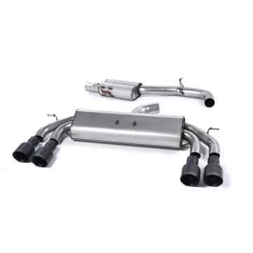 Audi S3 8V/8V.2 Sportback Non GPF - Non-Valved & Resonated (Quieter) Cat-Back Race Exhaust System with Quad Round Cerakote Black Trims - Cerakote Black - GT
