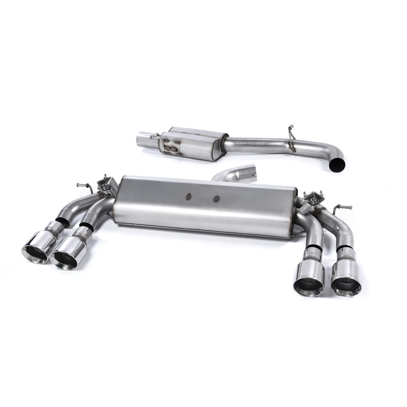 Audi S3 8V/8V.2 Sportback Non GPF - Non-Valved & Resonated (Quieter) Cat-Back Race Exhaust System with Quad Round Polished Trims - Polished - GT