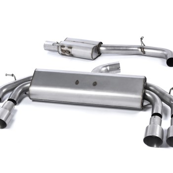 Audi S3 8V/8V.2 Sportback Non GPF - Non-Valved & Resonated (Quieter) Cat-Back Race Exhaust System with Quad Round Titanium Trims - Brushed Titanium - GT