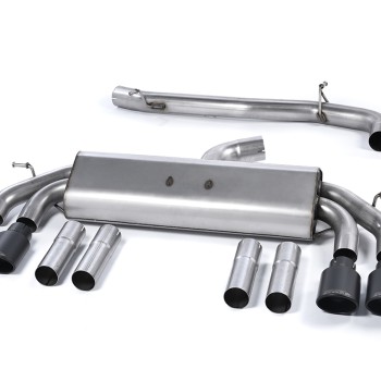 Audi S3 8V/V.2 - Non-Valved & Non-Resonated (Louder) Cat-Back Race Exhaust System with Quad Round Titanium Trims - Cerakote Black - Oval (Jet)