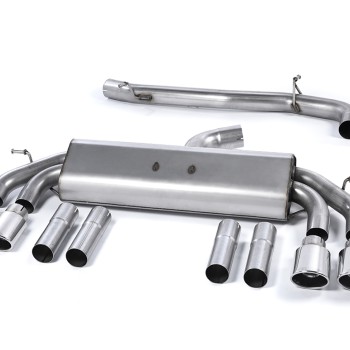 Audi S3 8V/V.2 - Non-Valved & Non-Resonated (Louder) Cat-Back Race Exhaust System with Quad Oval Polished Trims - Polished - Oval (Jet)