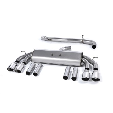 Audi S3 8V/V.2 - Non-Valved & Non-Resonated (Louder) Cat-Back Race Exhaust System with Quad Oval Polished Trims - Polished - Oval (Jet)