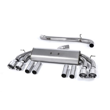 Audi S3 8V/V.2 - Non-Valved & Non-Resonated (Louder) Cat-Back Race Exhaust System with Quad Round Polished Trims - Polished - GT