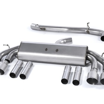 Audi S3 8V/V.2 - Non-Valved & Non-Resonated (Louder) Cat-Back Race Exhaust System Quad Round Titanium Trims - Brushed Titanium - GT