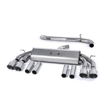 Audi S3 8V/V.2 - Non-Valved & Non-Resonated (Louder) Cat-Back Race Exhaust System Quad Round Titanium Trims - Brushed Titanium - GT