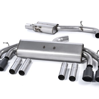 Audi S3 8V/V.2 - Non-Valved & Resonated (Quieter) Cat-Back Race Exhaust System with Quad Oval Cerakote Black Trims - Cerakote Black - Oval (Jet)