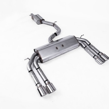 Audi S3 8V/V.2 - Non-Valved & Resonated (Quieter) Cat-Back Race Exhaust System with Quad Oval Polished Trims - Polished - Oval (Jet)