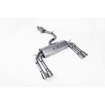 Audi S3 8V/V.2 - Non-Valved & Resonated (Quieter) Cat-Back Race Exhaust System with Quad Oval Polished Trims - Polished - Oval (Jet)
