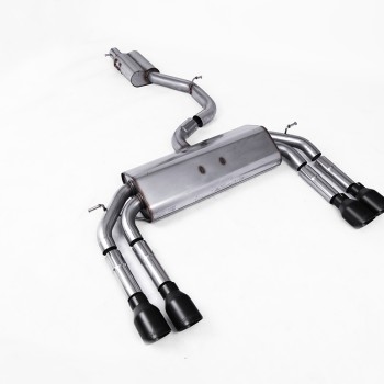 Audi S3 8V/V.2 - Non-Valved & Resonated (Quieter) Cat-Back Race Exhaust System with Quad Round Cerakote Black Trims - Cerakote Black - GT