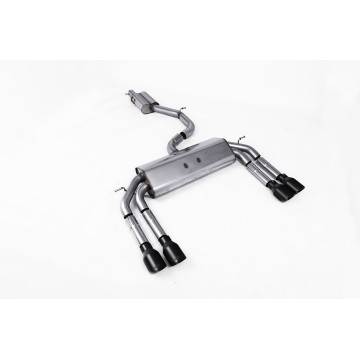 Audi S3 8V/V.2 - Non-Valved & Resonated (Quieter) Cat-Back Race Exhaust System with Quad Round Cerakote Black Trims - Cerakote Black - GT