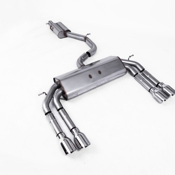 Audi S3 8V/V.2 - Non-Valved & Resonated (Quieter) Cat-Back Race Exhaust System with Quad Round Polished Trims - Polished - GT