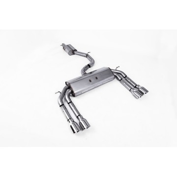 Audi S3 8V/V.2 - Non-Valved & Resonated (Quieter) Cat-Back Race Exhaust System with Quad Round Polished Trims - Polished - GT