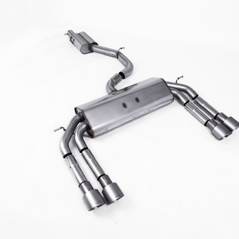 Audi S3 8V/V.2 - Non-Valved & Resonated (Quieter) Cat-Back Race Exhaust System with Quad Round Titanium Trims - Brushed Titanium - GT