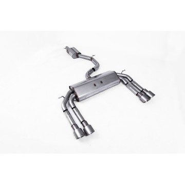Audi S3 8V/V.2 - Non-Valved & Resonated (Quieter) Cat-Back Race Exhaust System with Quad Round Titanium Trims - Brushed Titanium - GT