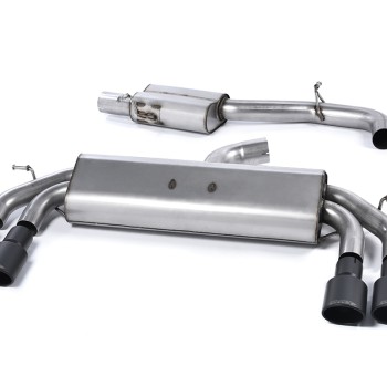 Audi S3 8V/8V.2 Sportback Non GPF - Non-Valved & Resonated (Quieter) Cat-Back Race Exhaust System with Quad Oval Cerakote Black Trims - Cerakote Black - Oval (Jet)