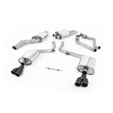 Audi S4 V6/S5 3.0 B8 Sportback - Resonated (Quieter) Cat-Back Exhaust System with Quad Cerakote Black Trims - Cerakote Black - GT