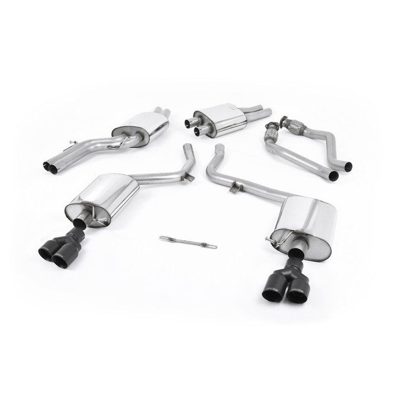 Audi S4 V6/S5 3.0 B8 Sportback - Resonated (Quieter) Cat-Back Exhaust System with Quad Cerakote Black Trims - Cerakote Black - GT