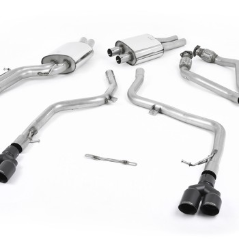 Audi S4 V6 B8/S5 B8 - Race Cat-Back Exhaust System with Quad Cerakote Black Trims - Cerakote Black - Quad
