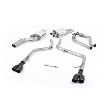 Audi S4 V6 B8/S5 B8 - Race Cat-Back Exhaust System with Quad Cerakote Black Trims - Cerakote Black - Quad