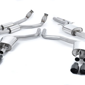 Audi S6 C7/S7 Sportback - Resonated (Quieter) Cat-Back Exhaust System with Cerakote Black Trims - Cerakote Black