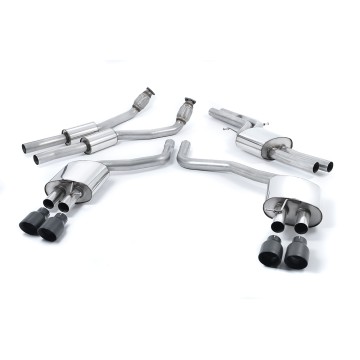 Audi S6 C7/S7 Sportback - Resonated (Quieter) Cat-Back Exhaust System with Cerakote Black Trims - Cerakote Black