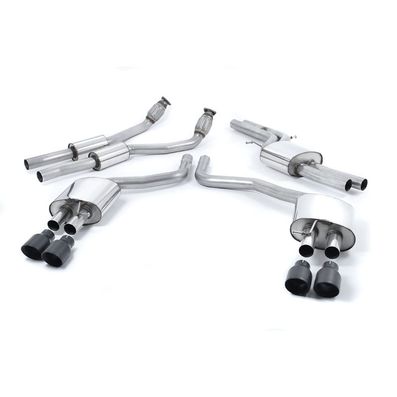 Audi S6 C7/S7 Sportback - Resonated (Quieter) Cat-Back Exhaust System with Cerakote Black Trims - Cerakote Black