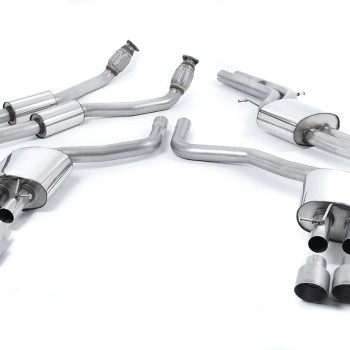 Audi S6 C7/S7 Sportback - Resonated (Quieter) Cat-Back Exhaust System with Titanium Trims - Brushed Titanium