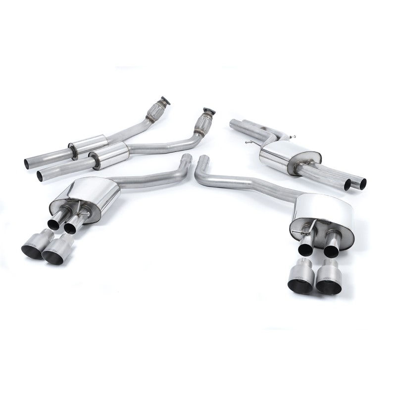 Audi S6 C7/S7 Sportback - Resonated (Quieter) Cat-Back Exhaust System with Titanium Trims - Brushed Titanium