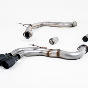 Audi A3 2.0 TDI MQB - Non-Resonated (Louder) Cat-Back Exhaust System with Cerakote Black Trims - Cerakote Black