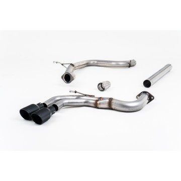 Audi A3 2.0 TDI MQB - Non-Resonated (Louder) Cat-Back Exhaust System with Cerakote Black Trims - Cerakote Black