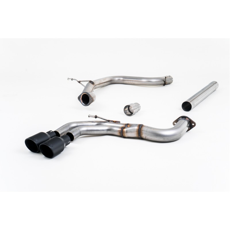 Audi A3 2.0 TDI MQB - Non-Resonated (Louder) Cat-Back Exhaust System with Cerakote Black Trims - Cerakote Black