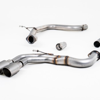 Audi A3 2.0 TDI MQB - Non-Resonated (Louder) Cat-Back Exhaust System with Titanium Trims - Brushed Titanium