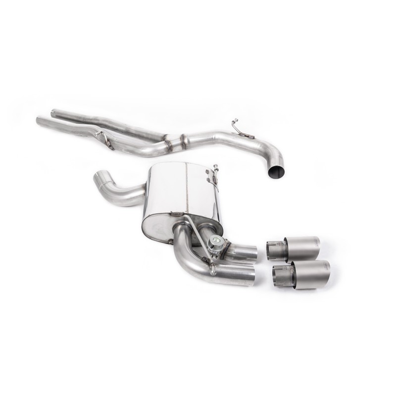 Audi RS3 8P Sportback S Tronic - Non-Resonated (Louder) Cat-Back Exhaust System with Titanium Trims - Brushed Titanium