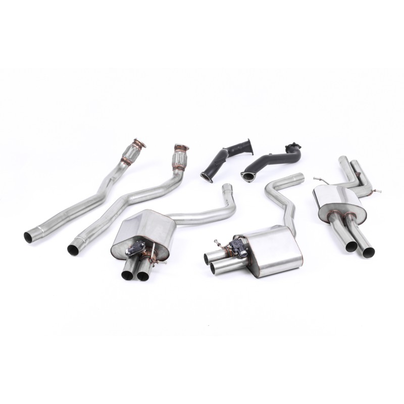 Audi RS6/RS7 C7 - Resonated (Quieter) Complete Exhaust System with Catalyst Bypass - Uses OE Trims