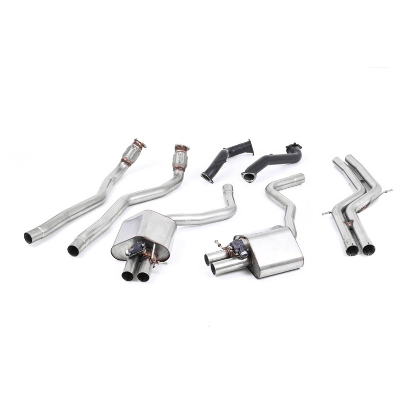 Audi RS6/RS7 C7 - Non-Resonated (Louder) Complete Exhaust System with Catalyst Bypass - Uses OE Trims