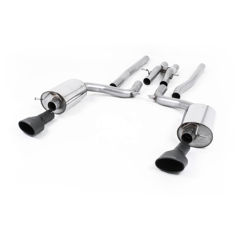 Audi RS6 C6 - Non-Resonated (Louder) Cat-Back Exhaust System with Ceramic-coated Black Satin Dual-Oval Trims - Cerakote Black
