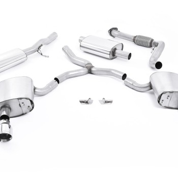 Audi A4 2.0 B9 Quattro - Resonated (Quieter) Cat-Back Exhaust System with Dual GT-100 Polished Trims - Polished