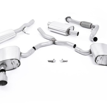 Audi A4 2.0 B9 Quattro - Resonated (Quieter) Cat-Back Exhaust System with Dual GT-100 Titanium Trims - Brushed Titanium
